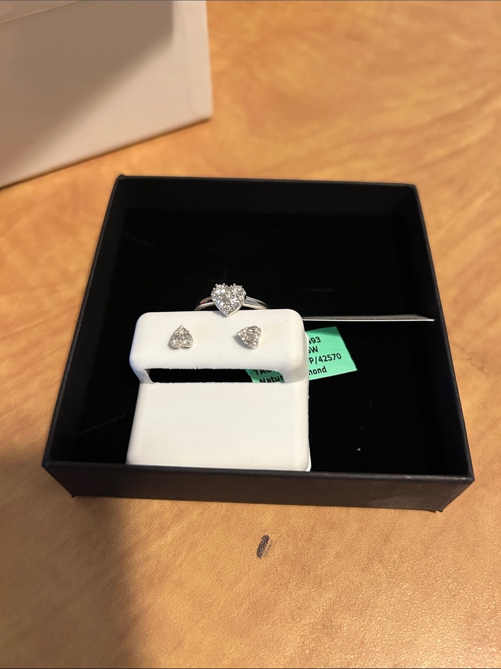 Heart-Shaped Lab Diamond Ring and Natural Diamond Studs in White Gold Tone